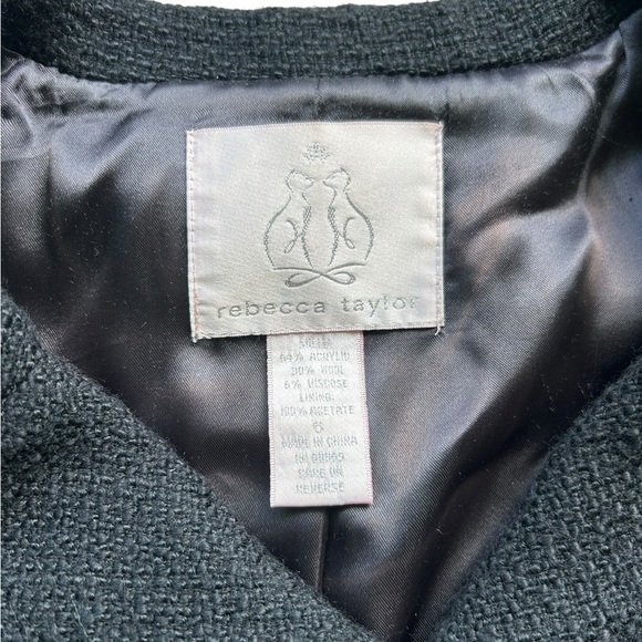 Rebecca Taylor Tweed Black Blazer Career Size 6 Preppy Academia Business Causal - Picture 4 of 12
